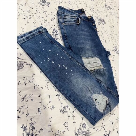 Rowir Jeans Men's Distressed Slim Fit Denim Jeans Blue Size 31x32 - Picture 6 of 6